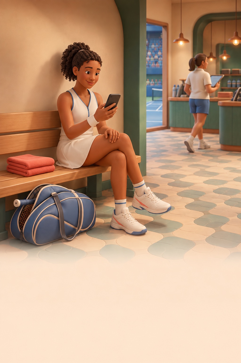 A player reading an update on their phone.
